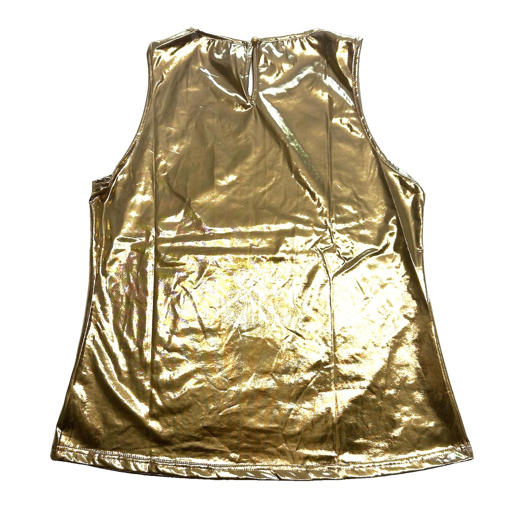 Allegra K Women's Metallic Gold Sleeveless Top Medium Shiny Pullover Party NWT